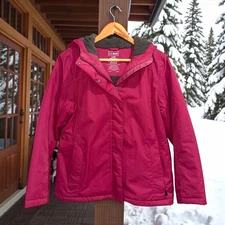 L.L. Bean Winter Warmer Fuchsia Pink Hooded Fleece Lined Ski Jacket