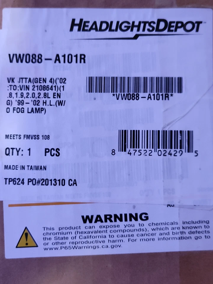 Conjunto de faróis Faróis Depot VW Jetta VW088-A101L par - Imagem 2 de 4