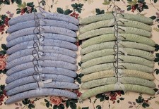 Vintage Fabric Padded Hangers Set of 23 A Mix Of Blue Green Great Condition