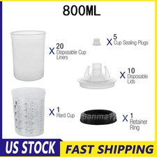 Disposable Spray Gun Plastic Cup Liners & Lid...