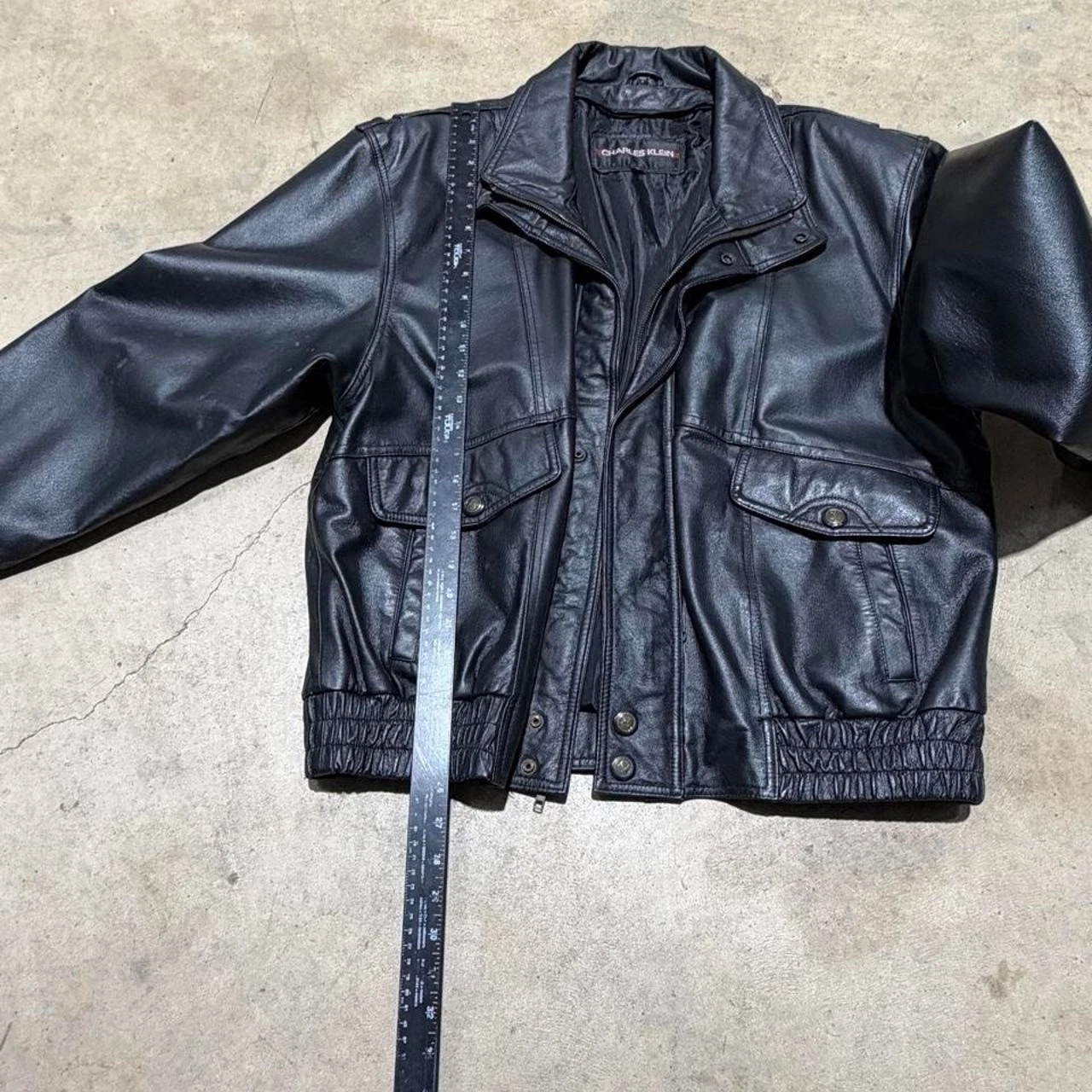 Vintage Charles Klein 90s Leather Bomber Jacket Size L image 7