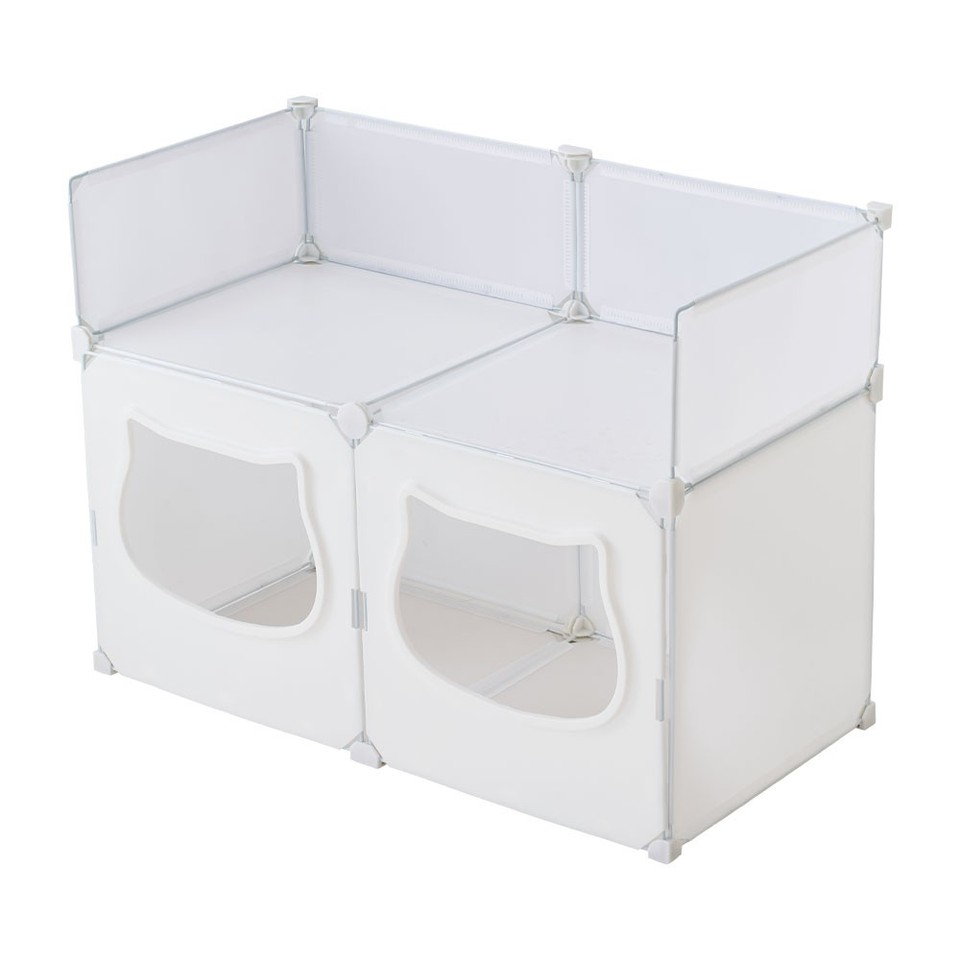 2 Tiers Dual Condo Cat House Kitty Scratch House Pet Bed Indoor Raised ...