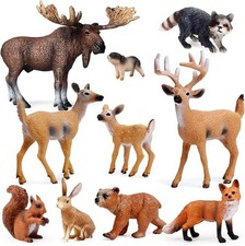 10pcs Forest Animals Figures, Woodland Creatures Figurines, Miniature Toys