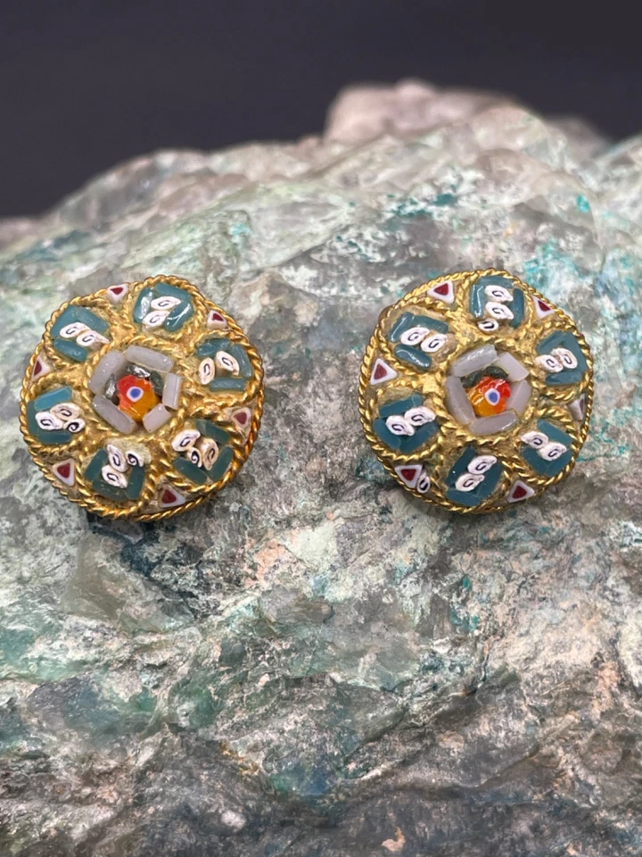 Antike Micro-Mosaik-Ohrringe mit Clip – Italien um 1930–1950 - Bild 2 von 4