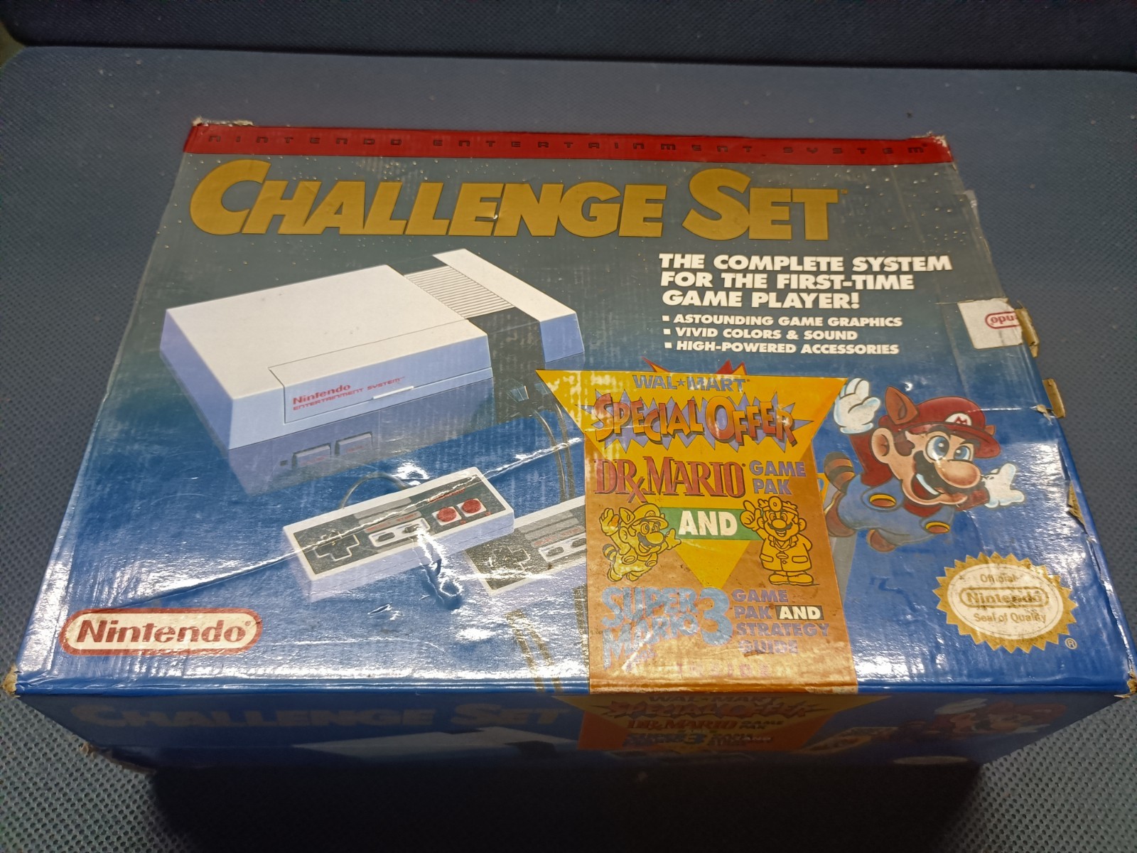 Wal*Mart Challenge Set complete in box nintendo nes system w/ mario 3 guide MINT