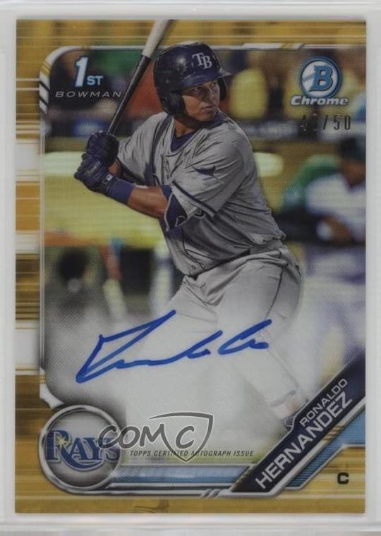 2019 Bowman Chrome Prospect Gold Refractor 48/50 Ronaldo Hernandez Auto 03ox