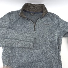 Eddie Bauer Fleece Quarter Zip Pullover Sweater Men's Size S Heathered Blue
