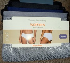 Warners Women Hipster Underwear Panties Polyester Tummy Smoothing 3-Pair A 3XL