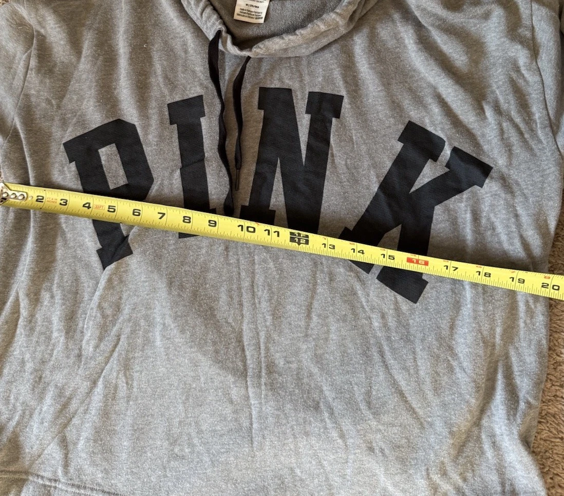 UNDERCOVER Felpa con cappuccio Victoria Secret ROSA donna grigia oversize logo grafica cappuccio ricamato taglia M