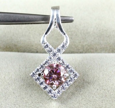 Certified Pink Diamond Solitaire 1.05 Ct Round Brilliant Cut Men's Pendant