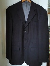 New Oscar de La Renta 42L 100 Wool Sport Coat Black Jacket Mens Single Breasted