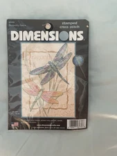 NEW! Dimensions Dragonfly Dance Stamped Cross Stitch  Vintage Kit 5 X 7