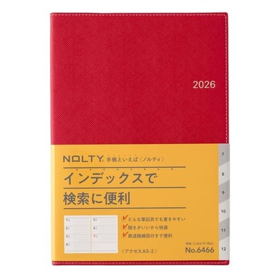 NOLTY Planner 2026 A5 Weekly Access 2 Red 6466 (Starts December 2025)