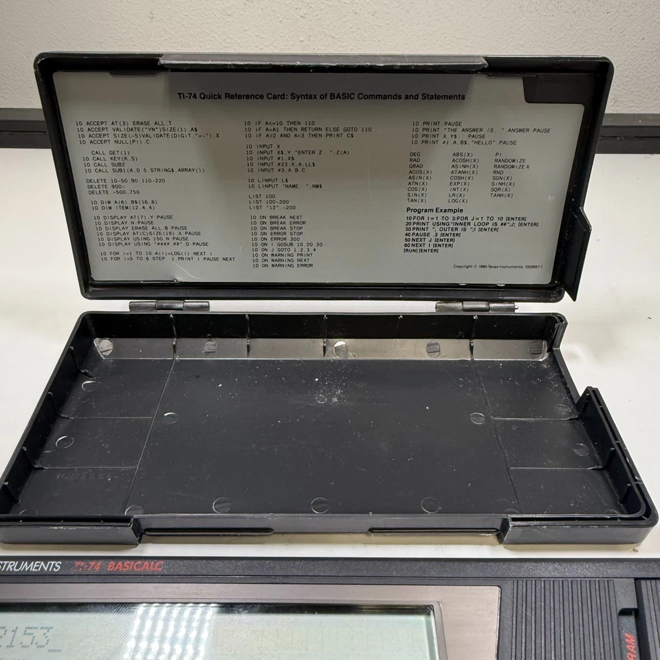 Texas Instruments TI-74 BASICALC Calculator with Outer Case 1985 Tested Working - Image 3 of 4