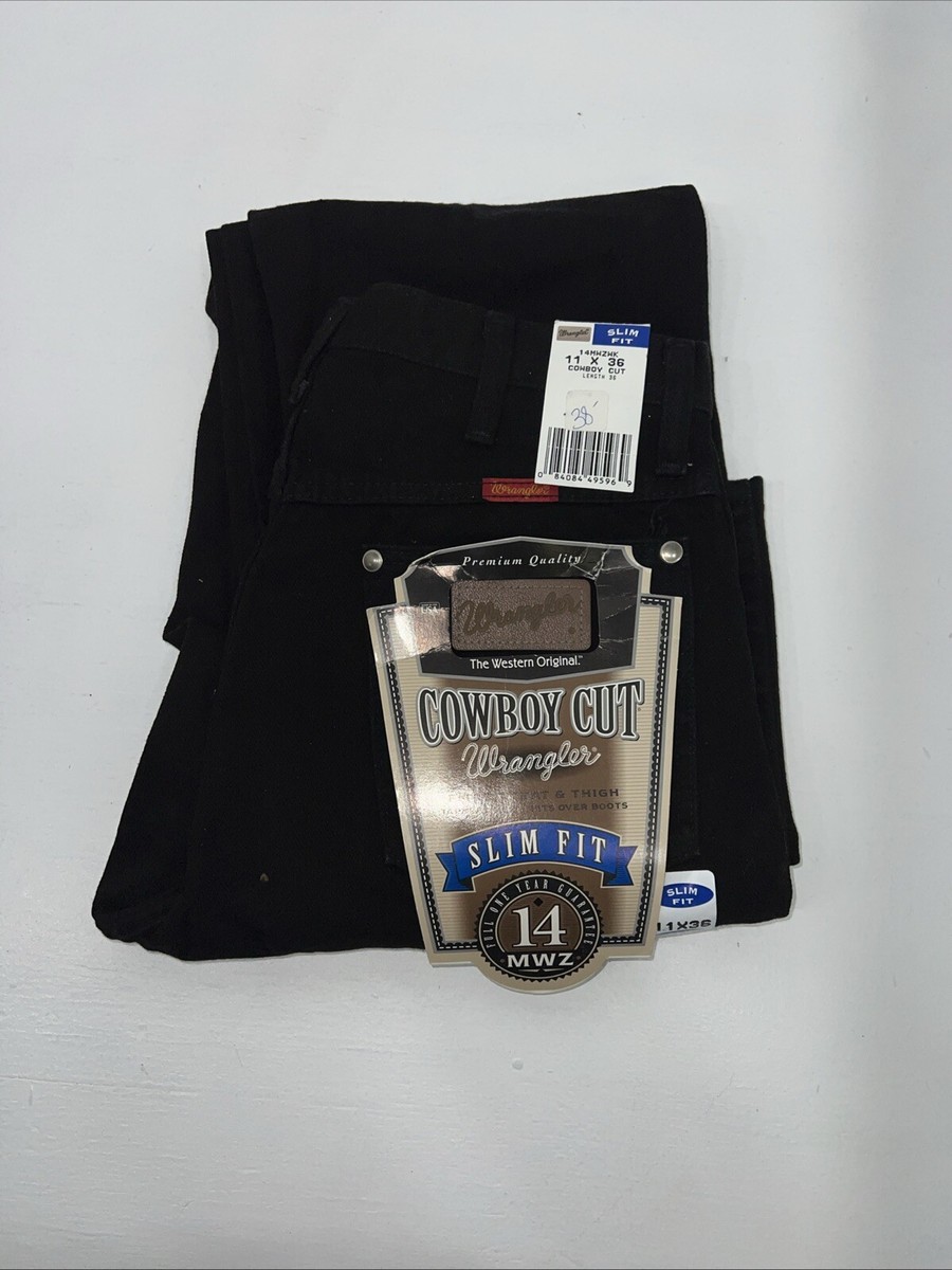 New Men's Black Cowboy Cut Slim Fit Wrangler Jeans. 11x36 H-8 | eBay