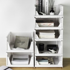 4-Layer Plastic Shelf Drawer Organizer Cabinet Wardrobe Clothes Document Storage