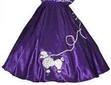 Purple SATIN Poodle Skirt  Adult Size LARGE  Waist 35"- 41"  Length 25"