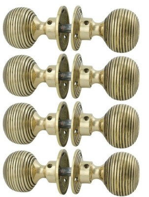 4 Stück Massiv Unlackiert Messing Bienenstock Stil Türknauf Paar Neue Knöpfe Set