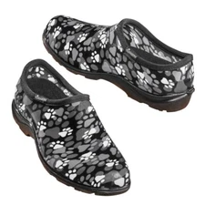 Black & White Cat/Dog Paw Print Women's Sloggers Clogs Waterproof Garden Shoes