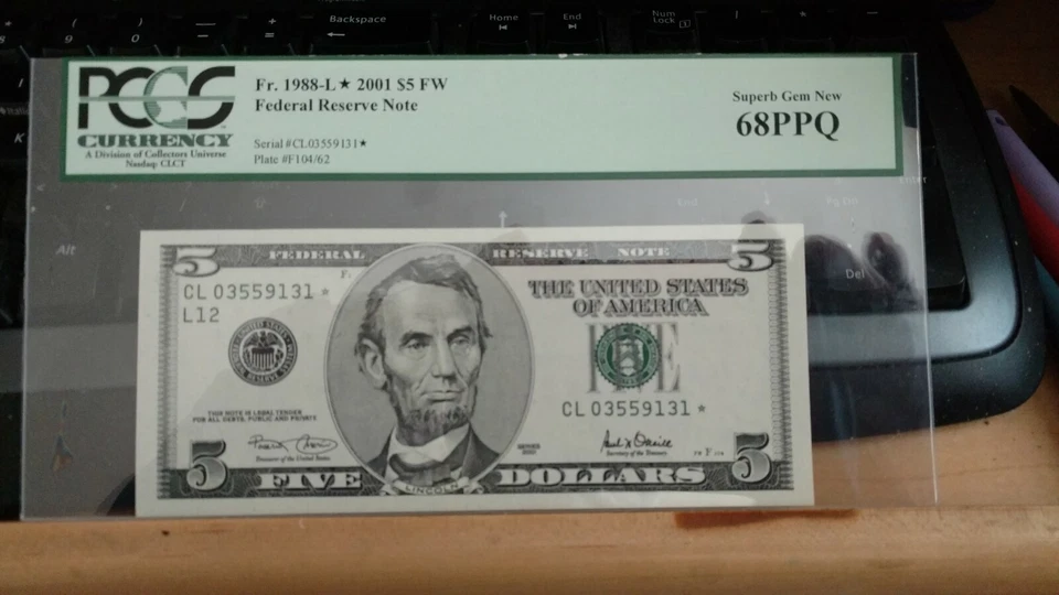 Fr. 1988-L* 2001 $5 FW Federal Reserve Note PCGS Super Gem New 68PPQ. - Image 3 of 4