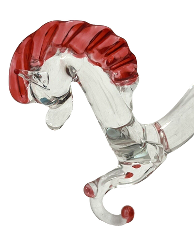 Clear Glass Horse Kneeling Small Figurine Red Mane Tail Hoofs VTG Hand Blown Art - Picture 3 of 10