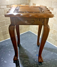 Vintage Nepal, Indian Asian Wooden Small Dark Brown Table Stool Wood