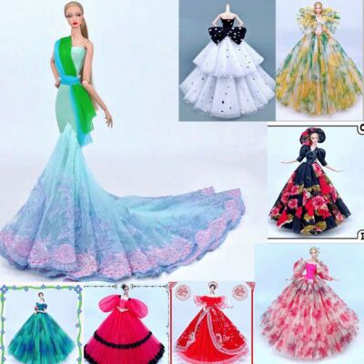 Elegantes Hochzeitskleid für Barbie Puppen Kleidung Outfits Abendkleid 1/6 