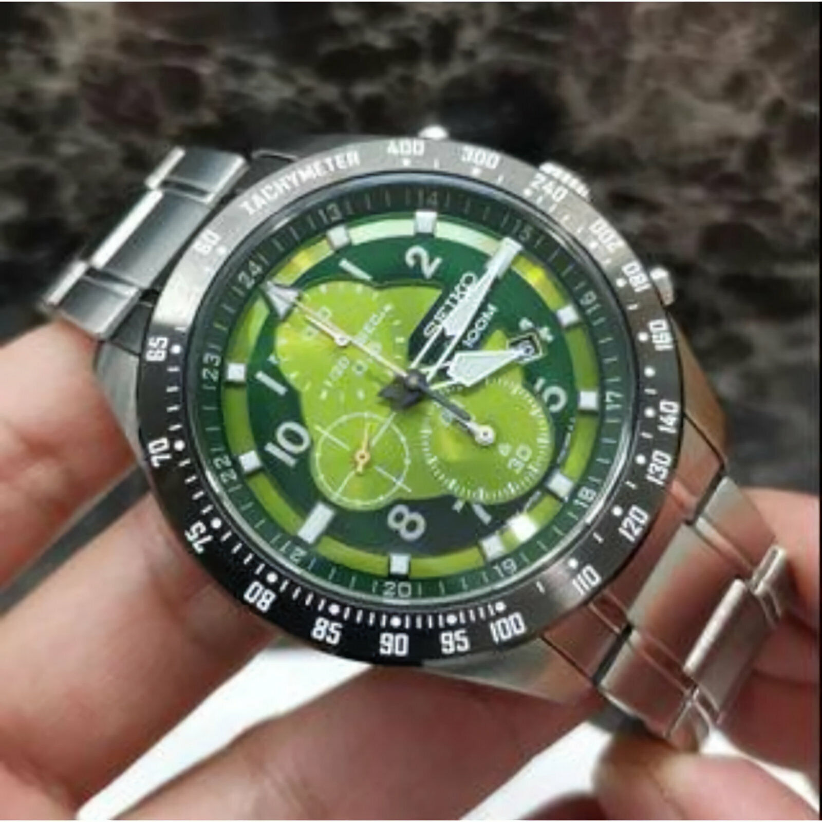 SEIKO Criteria SNDH37P1 Green Dial Chronograph Quartz 100M Men's Watch  WARRANTY