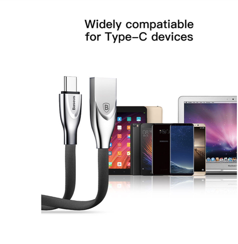 Type-C FAST Charging Cable For Samsung/Huawei BLACK Zinc Alloy 1M USB BASEUS - Picture 8 of 9