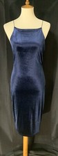 Forever 21 Velvet Spaghetti Strap Fitted Blue Midi Dress Large