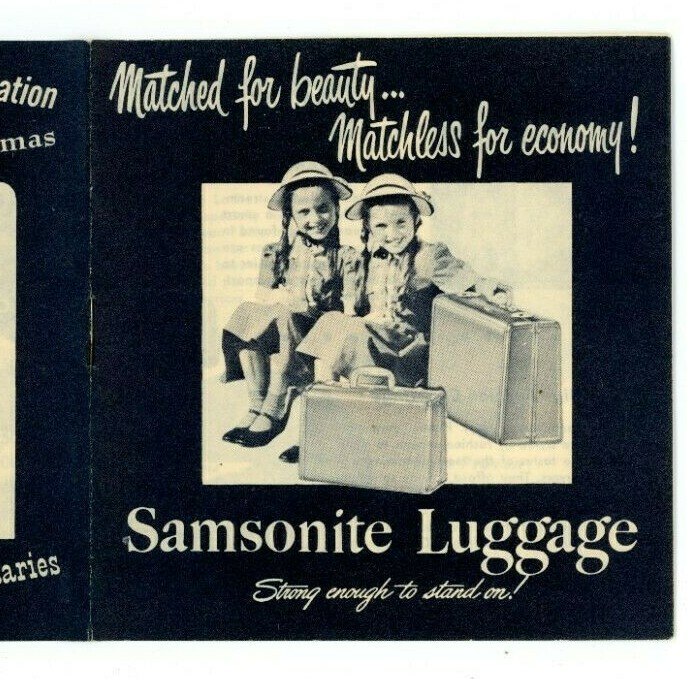 Folleto publicitario de equipaje Samsonite de Pan American Airways características Z117