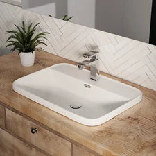 Los Flexi 24" x 17" Semi Recessed Bathroom Sink with Faucet Hole and Overflow