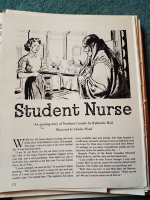 A7e Ephemera 50er Jahre Kurzgeschichte Studentin Krankenschwester von Katherine Hall 