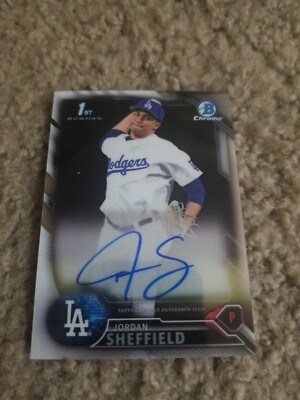 JORDAN SHEFFIELD 2016 BOWMAN DRAFT CARD #CDA-JS DODGERS (FIRST AUTOGRAPH)