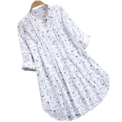 Women Linen Cotton T-Shirt Dress Plus Size Ladies Casual Baggy Tunic Tops Blouse - Bild 13 von 20