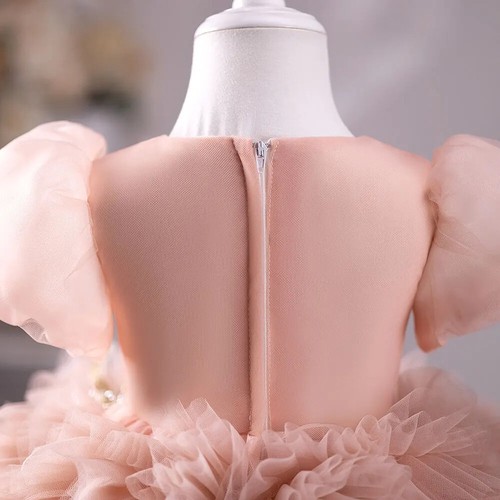 Pink Luxury Girl Cute Dress Beads Ball Gown Baby Birthday Party Performance Gown - Picture 5 of 10