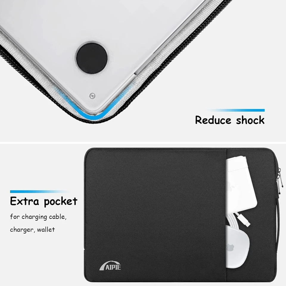 Laptoptasche 17 - 17,3 Zoll Schutz Laptophülle mit Griff 2 Fach Notebooktasche L - Bild 4 von 4