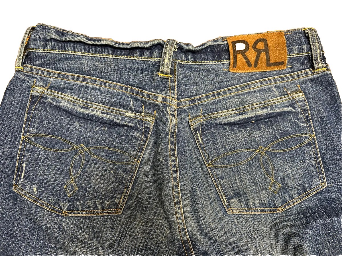 Ralph Lauren Double RL (RRL) Men's Distressed Blue Jeans 30