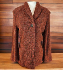 Olsen Womens Sweater Blazer Us 6 Rust Heather Virgin Wool Blend Lightweight Open
