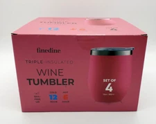 Wine Tumbler Triple Insulated By finedine (4 Pack) 12oz Stainless Steel