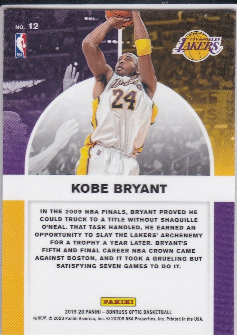 KOBE BRYANT Donruss Optic WINNERS STAYS Premium Basketball Card