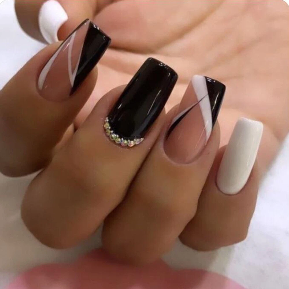 Black and white clearance nail art