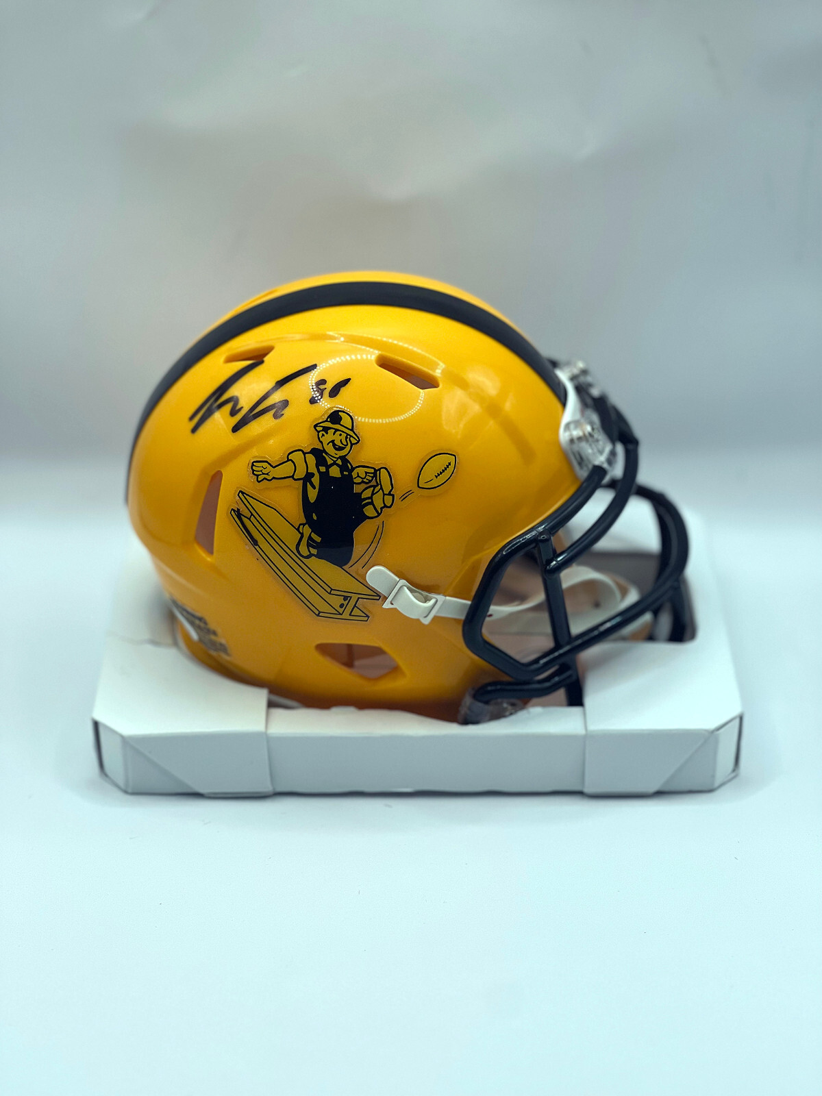 PAT FREIERMUTH Pittsburgh Steelers SIGNED Custom Steely Mini HELMET PSA COA 