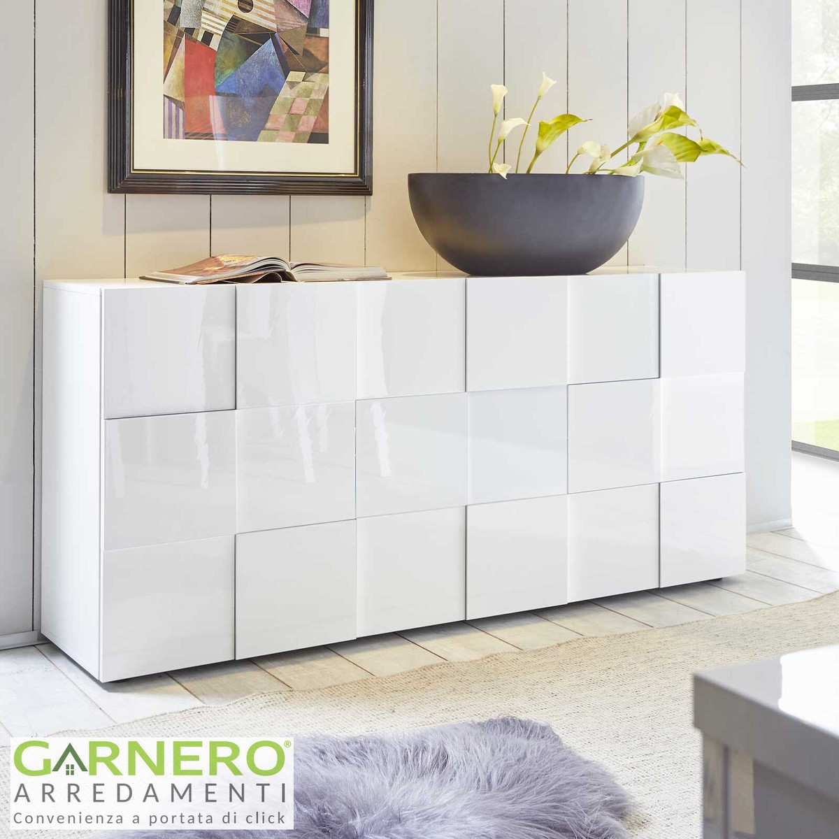 Madia ante credenza moderna laccato bianco lucido design casa