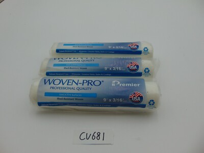 Premier Woven-Pro  9 in. W X 3/16 in. Paint Roller 3 pack Lot Smooth Surface USA