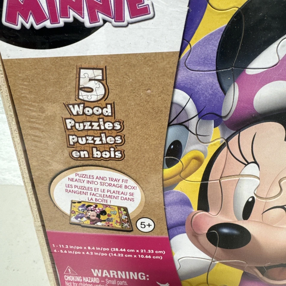 Juego de 5 rompecabezas de madera sellados Disney Junior Minnie Mouse Foto 2 de 3