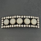 Antique Czech Glass Brooch Pin Frosted Camphor Rhinestone Brass Gablonz Art Deco