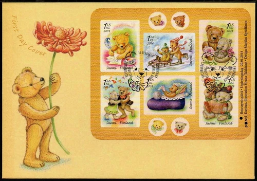 FINLAND 2014 Valentines Day, Teddy Bears FDC.
