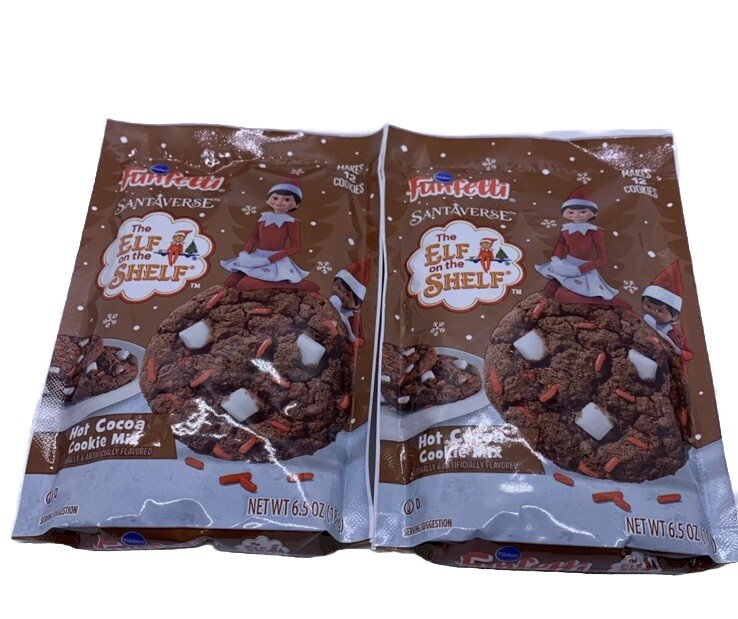 Pilsbury Funfetti Elf On The Shelf Hot Cocoa Cookie Mix- 2 Pouches 6.5 oz