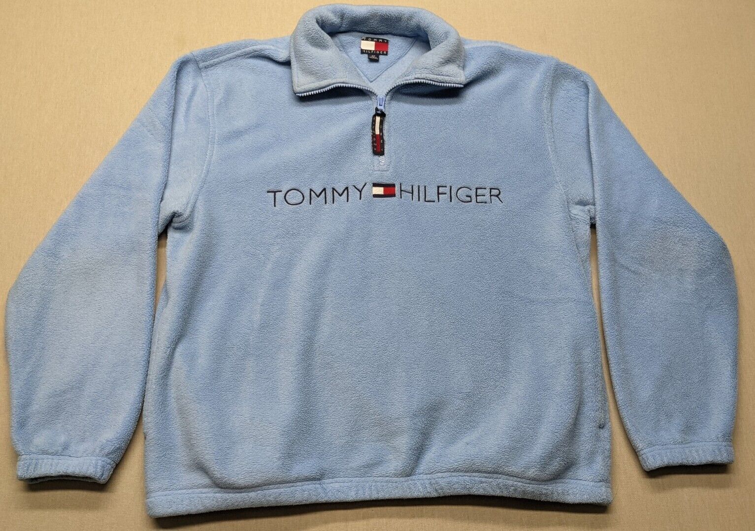 Vintage Tommy Hilfiger  Zip Fleece Pullover Jacket Spellout Men’s Size  Small